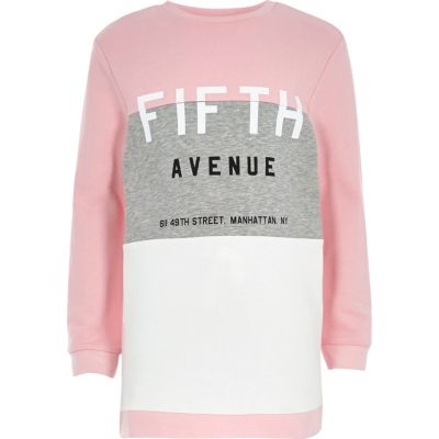 Girls pink Fifth Avenue longline sweatshirt